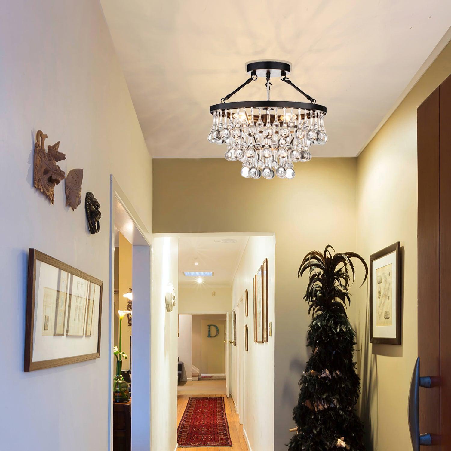 Unique Tiered Crystal Chandelier Φ 15.7″ - Crystals-1-Luxehomezone