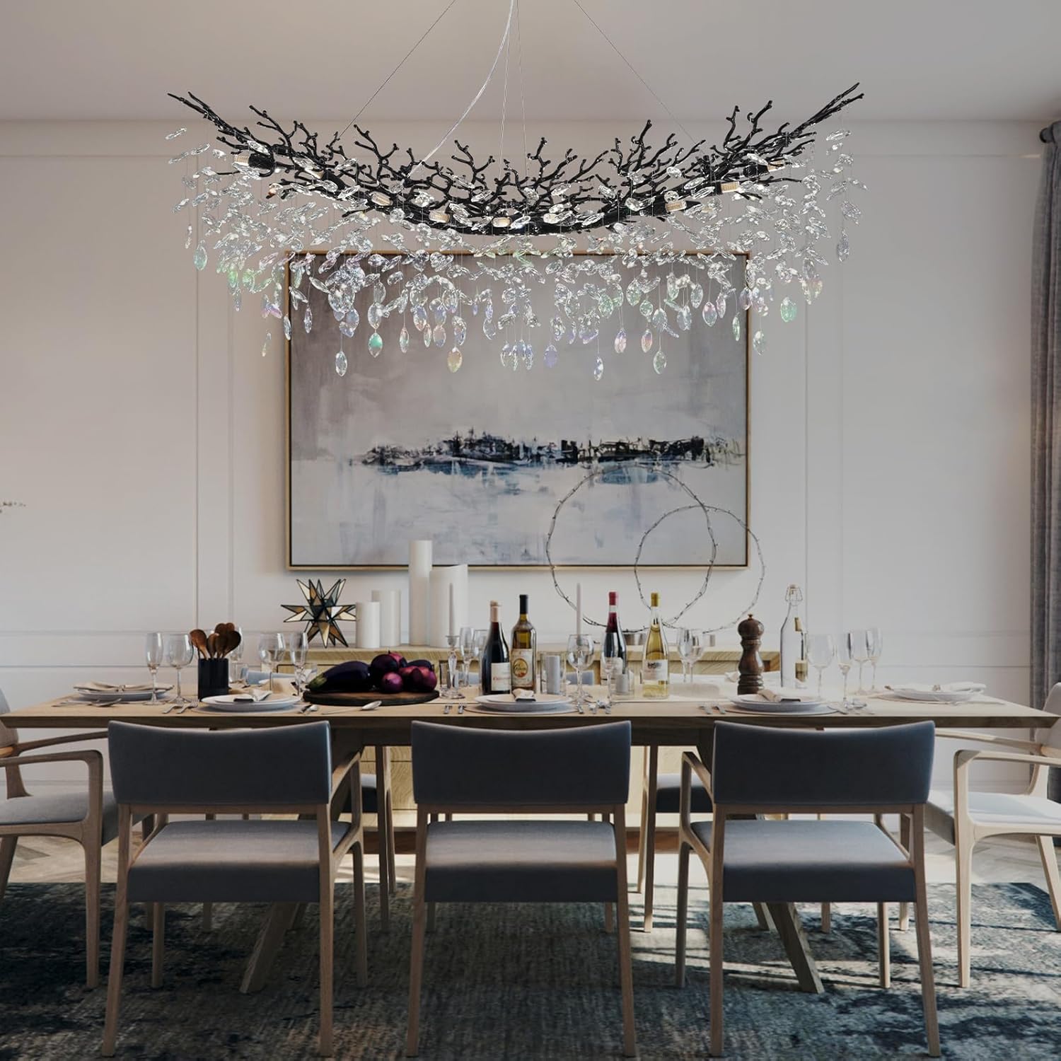Solara Rectangular Tree Branch Chandelier 55" 72" Tree Branch