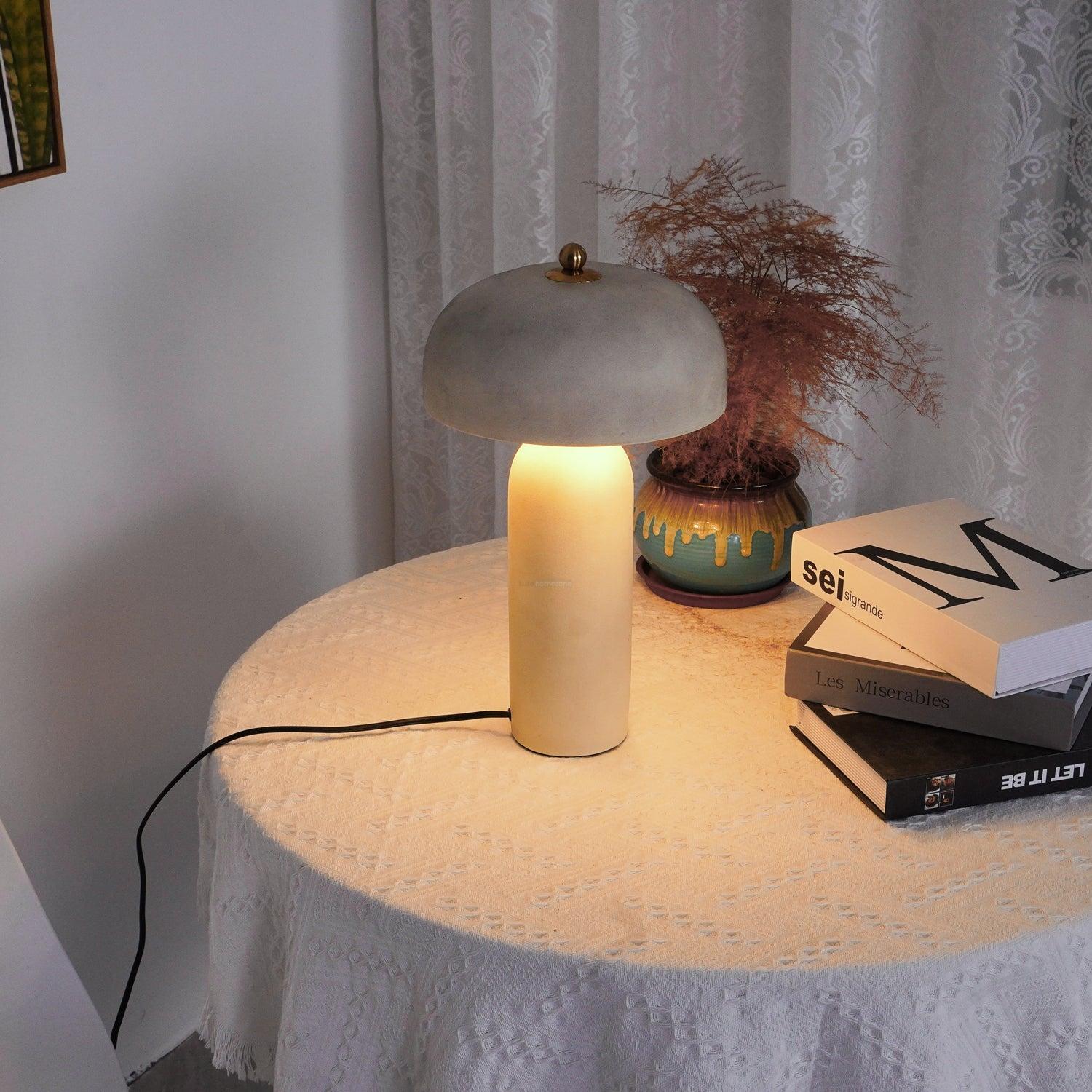Fungi Glow Table Light - Kaya Ceramics, White-1-Luxehomezone