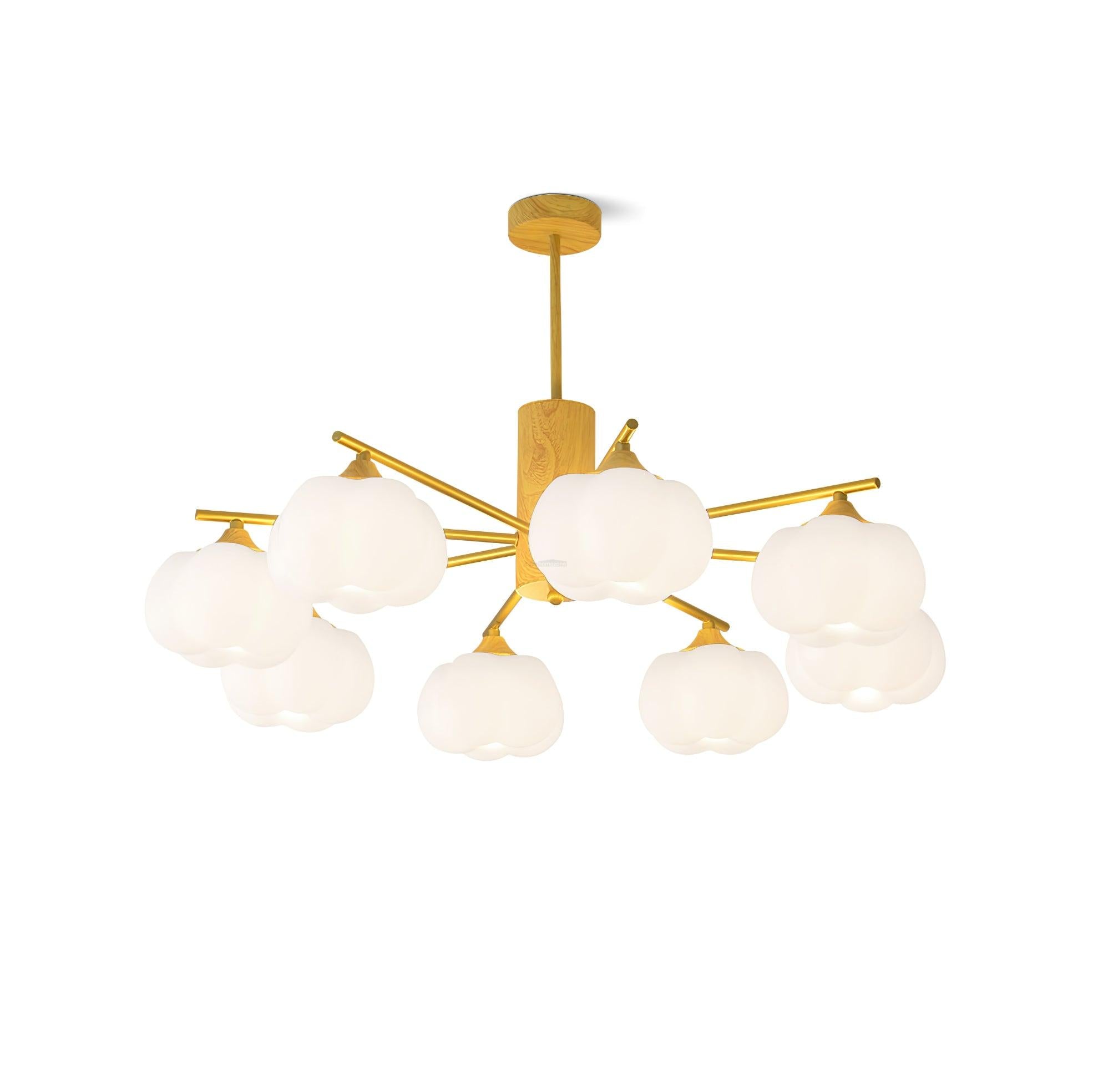 Wooden Cotton Balls Chandelier with 5/8 lamps - Zahara-1-Luxehomezone