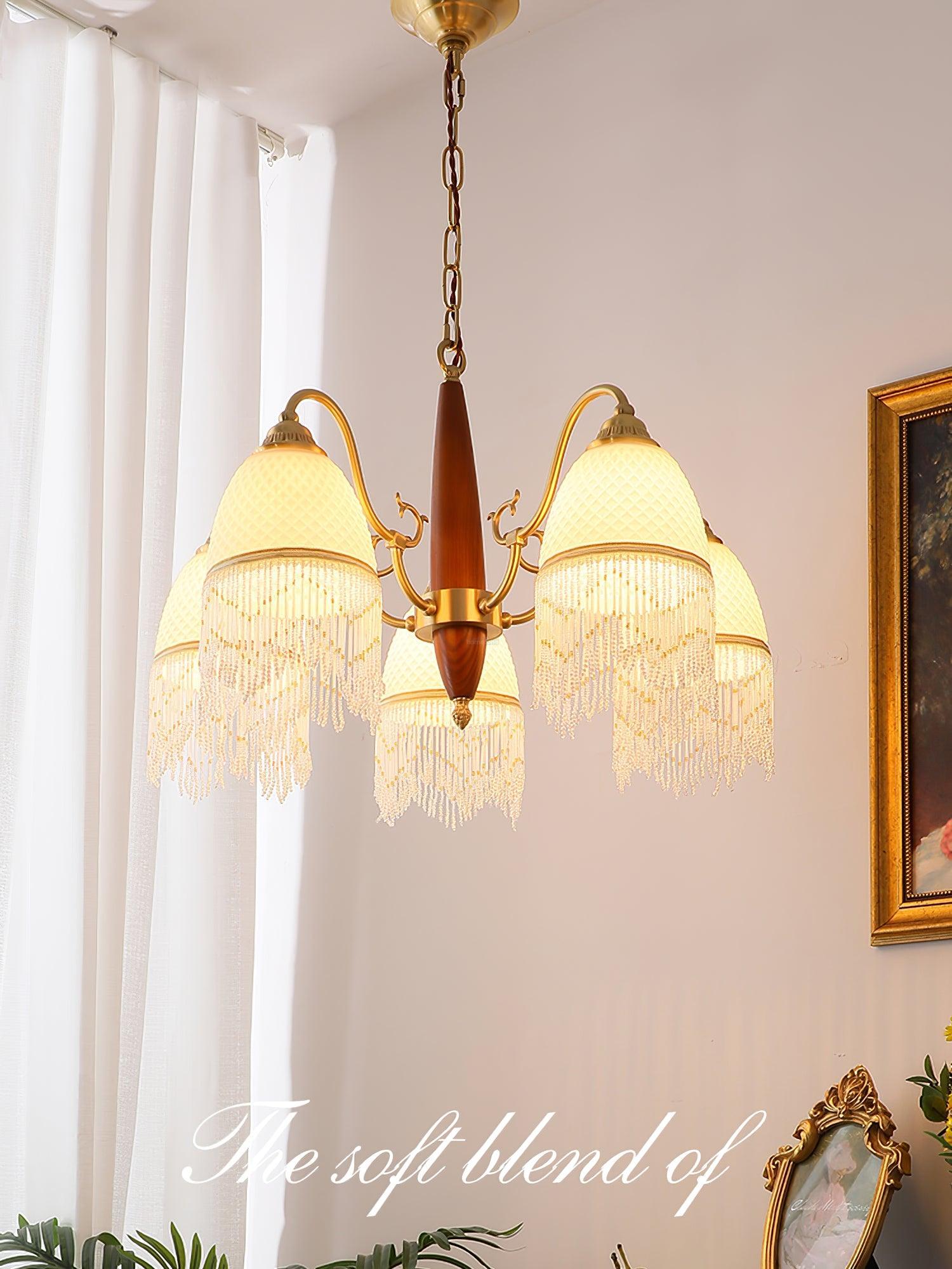 Mesh Tassel Glass Chandelier ∅ 19.7″ - Tassel-1-Luxehomezone