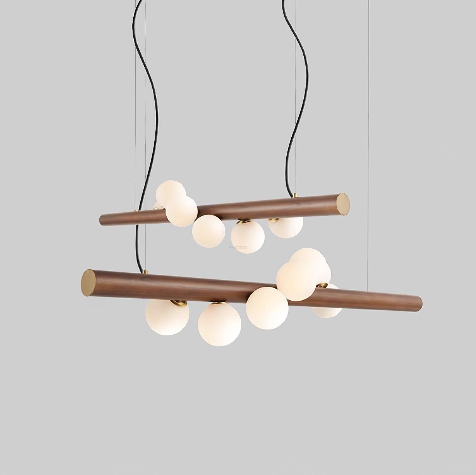 Scandinavian Wooden Pendant - Walnut & White, Wood-1-Luxehomezone