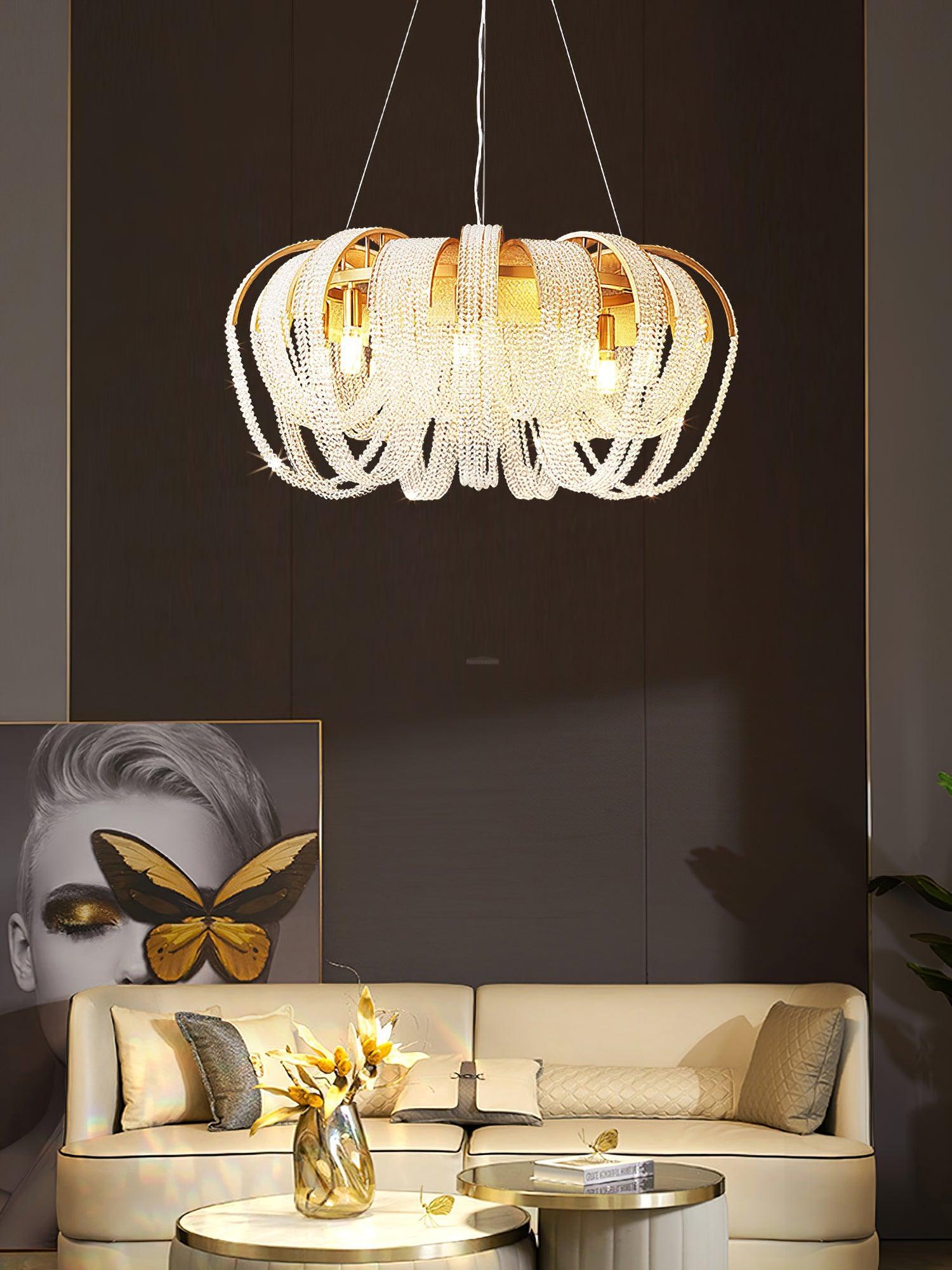 Mesh Crystal Chandelier with 1/6/9 heads - Crystals-1-Luxehomezone