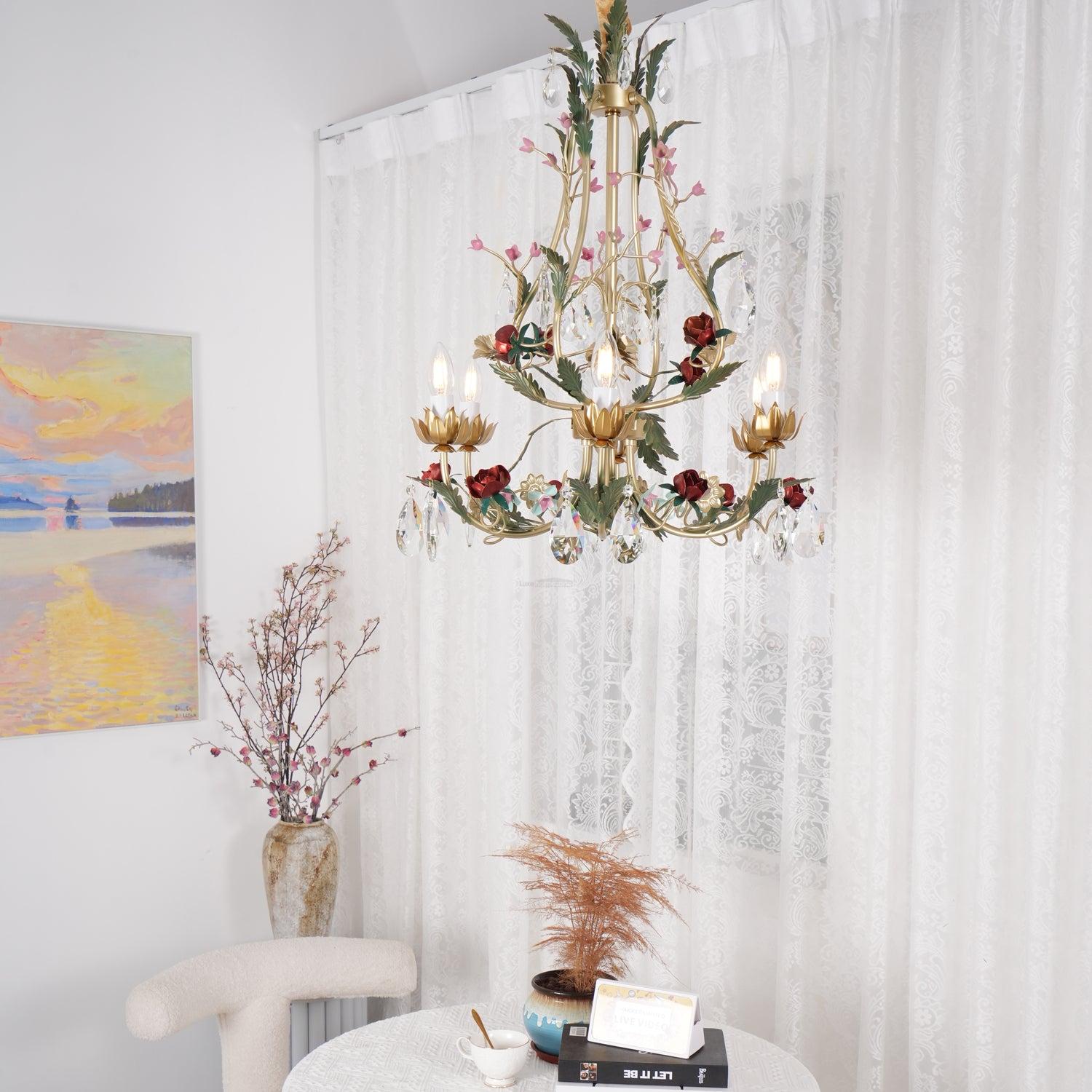 Candle Style Rose Love Chandelier with 6/8 heads - Candle-1-Luxehomezone