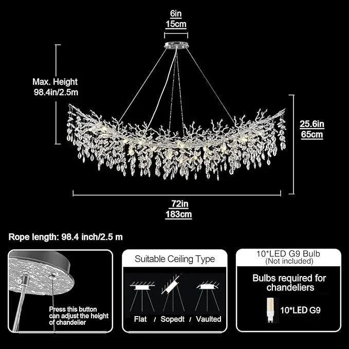Solara Rectangular Tree Branch Chandelier 55" 72" Tree Branch