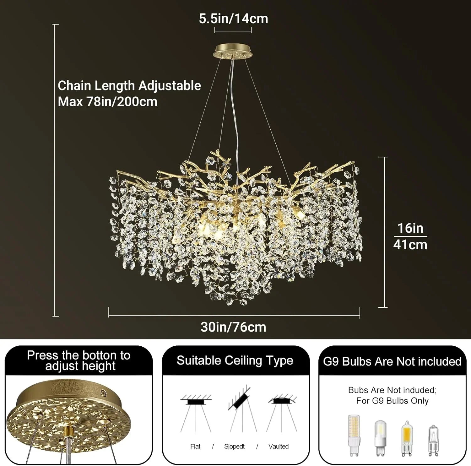 Solara Round Tree Branch Chandelier 30" 40" 55" Tree Branch