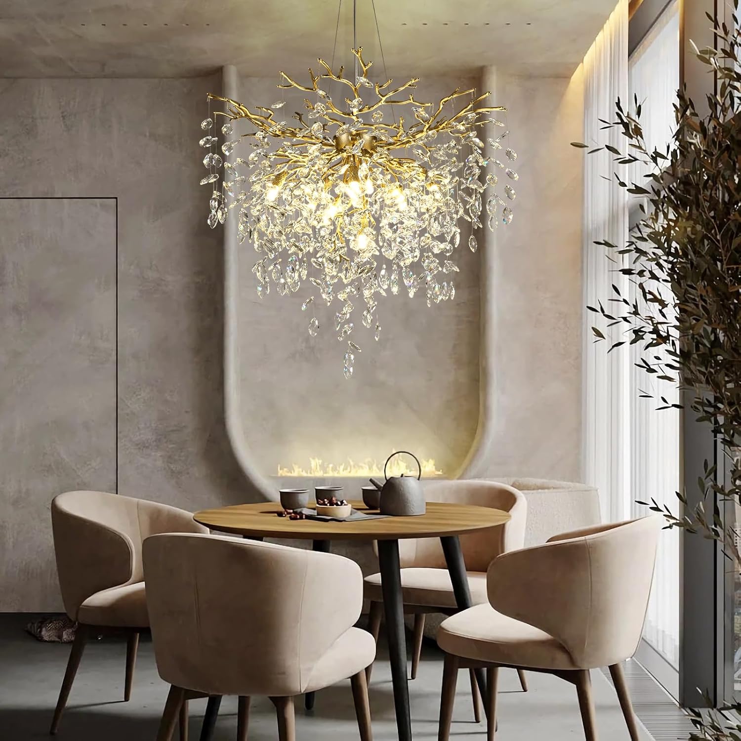 Solara Round Tree Branch Chandelier 24" 32" 40" Tree Branch