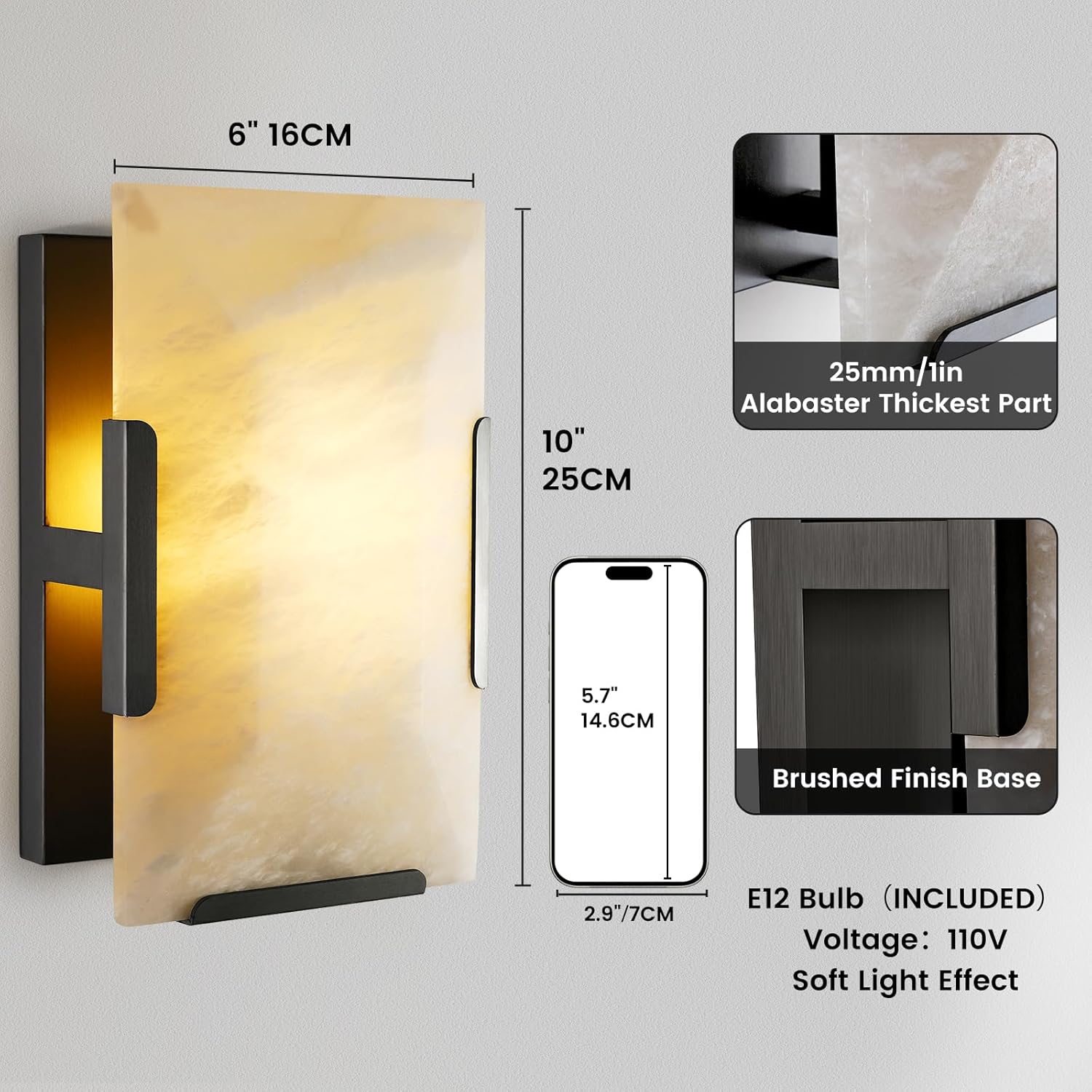 Alabaster Wall Sconces, Modern Marble Stone Sconces Wall Lighting