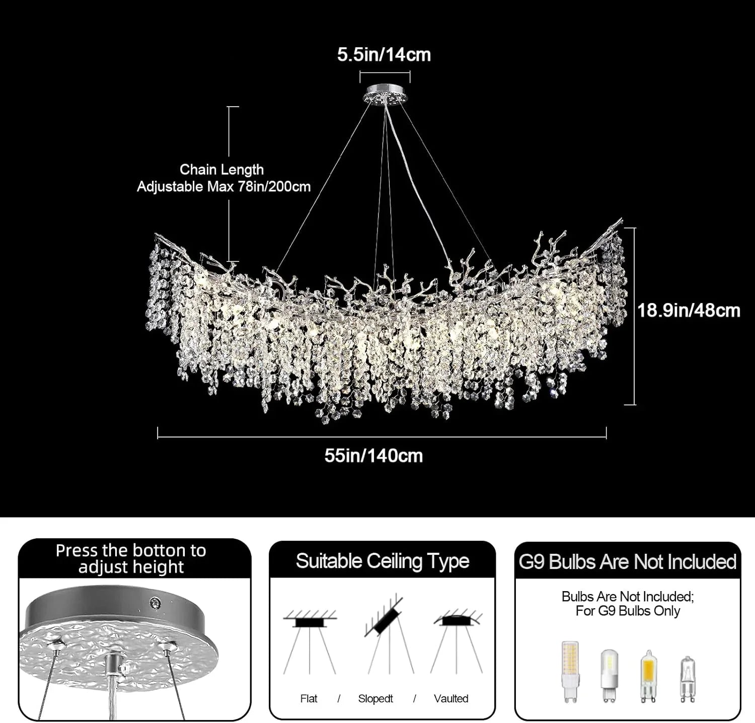 Solara Round Tree Branch Chandelier 30" 40" 55" Tree Branch