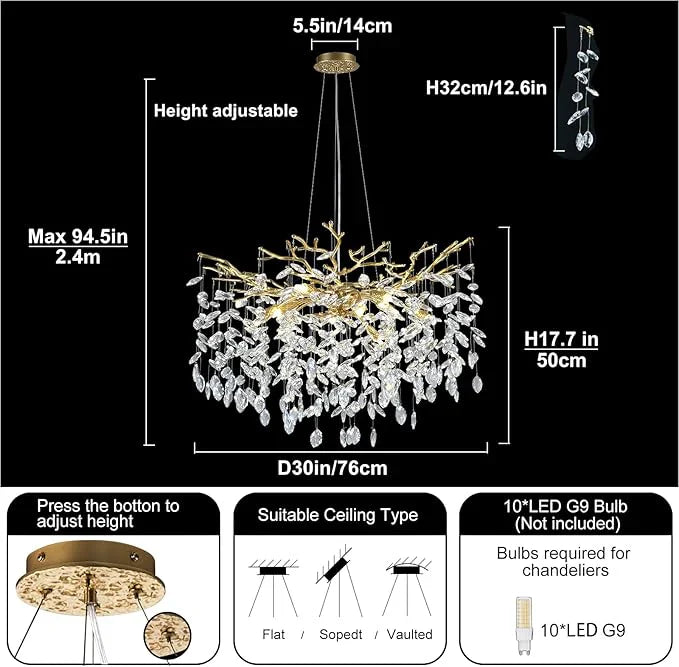 Solara Rectangular Tree Branch Chandelier 21" 30" 40" Tree Branch