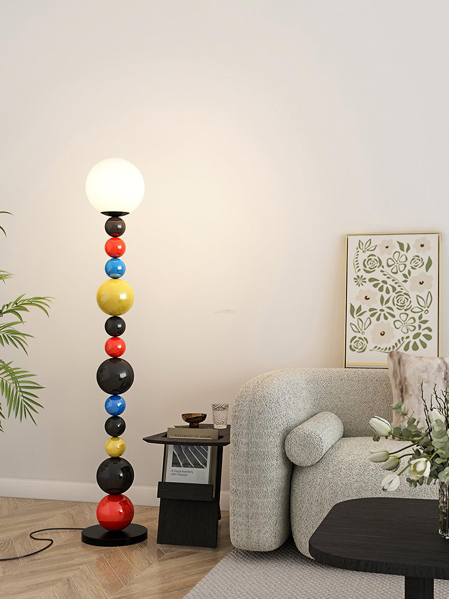 Colorful Round Ball Floor Lamp ∅ 9.8″ - Candy, Green, Red-1-Luxehomezone