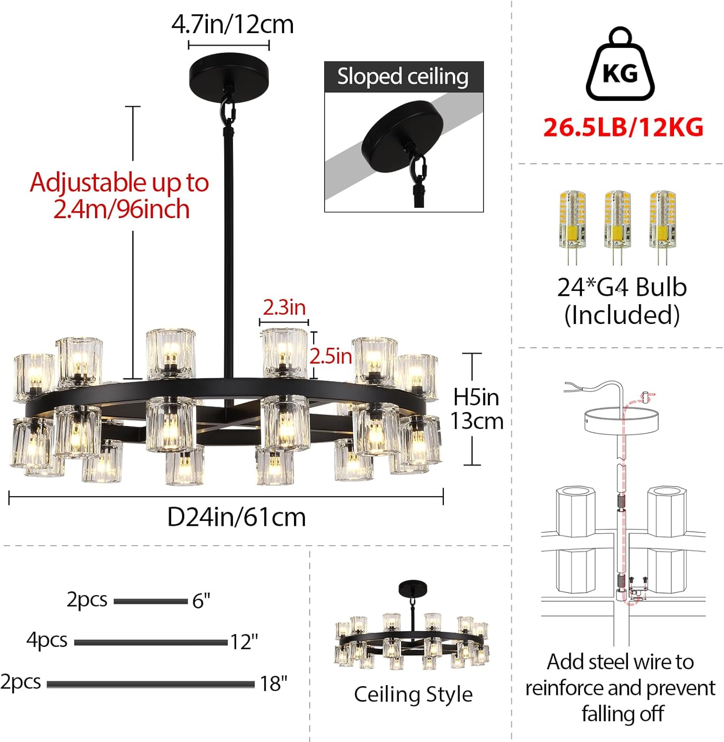 Glowra Round Chandelier 24"