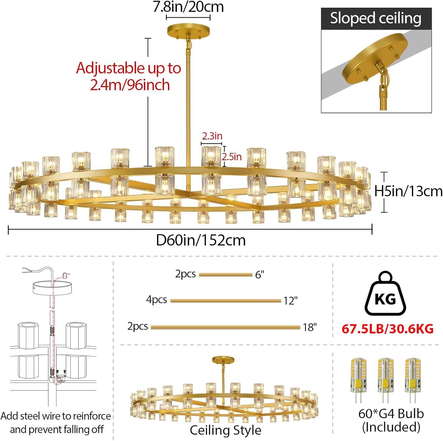 Glowra Round Chandelier 60"