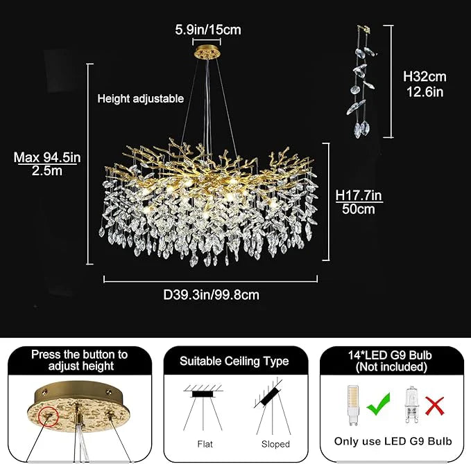 Solara Rectangular Tree Branch Chandelier 21" 30" 40" Tree Branch