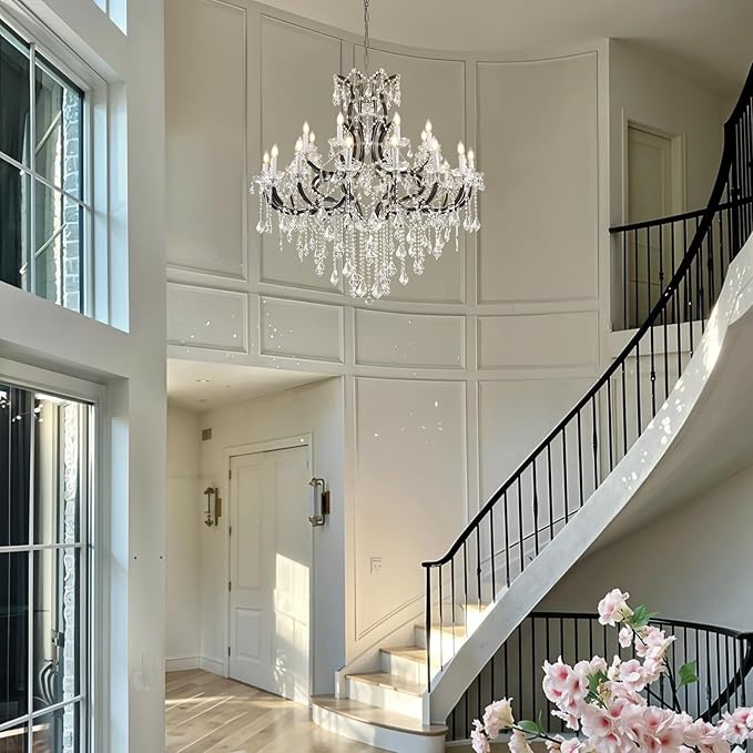 Luxurious Rococo Iron & Crystal Chandelier