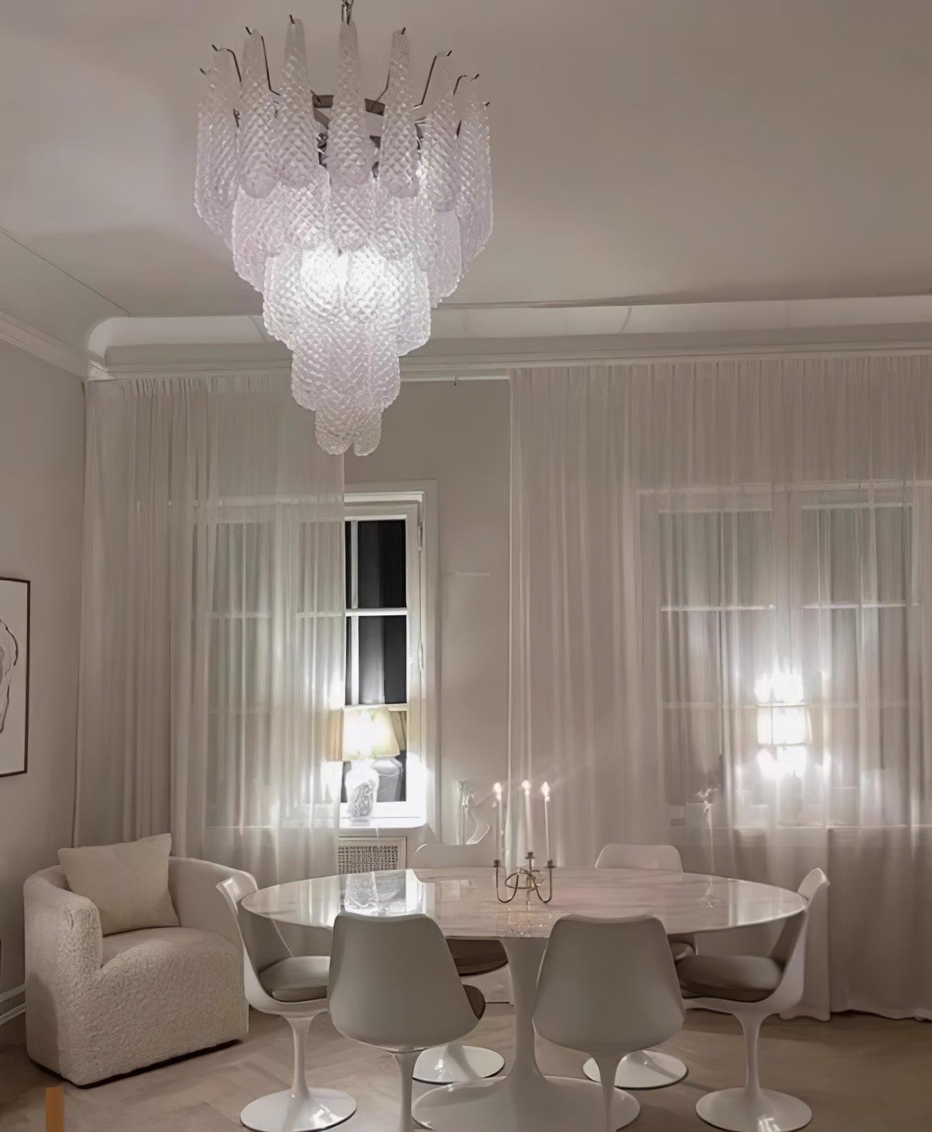 Grid Glass Style Waterfall Chandelier - Cylinder-1-Luxehomezone