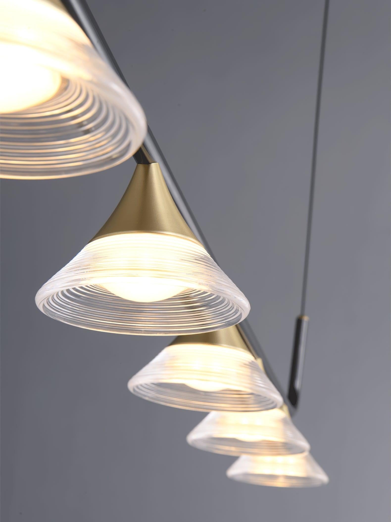 Tristan Restaurant Chandelier L 31.5″ - Bar, Charles, Gold & Transparent-1-Luxehomezone