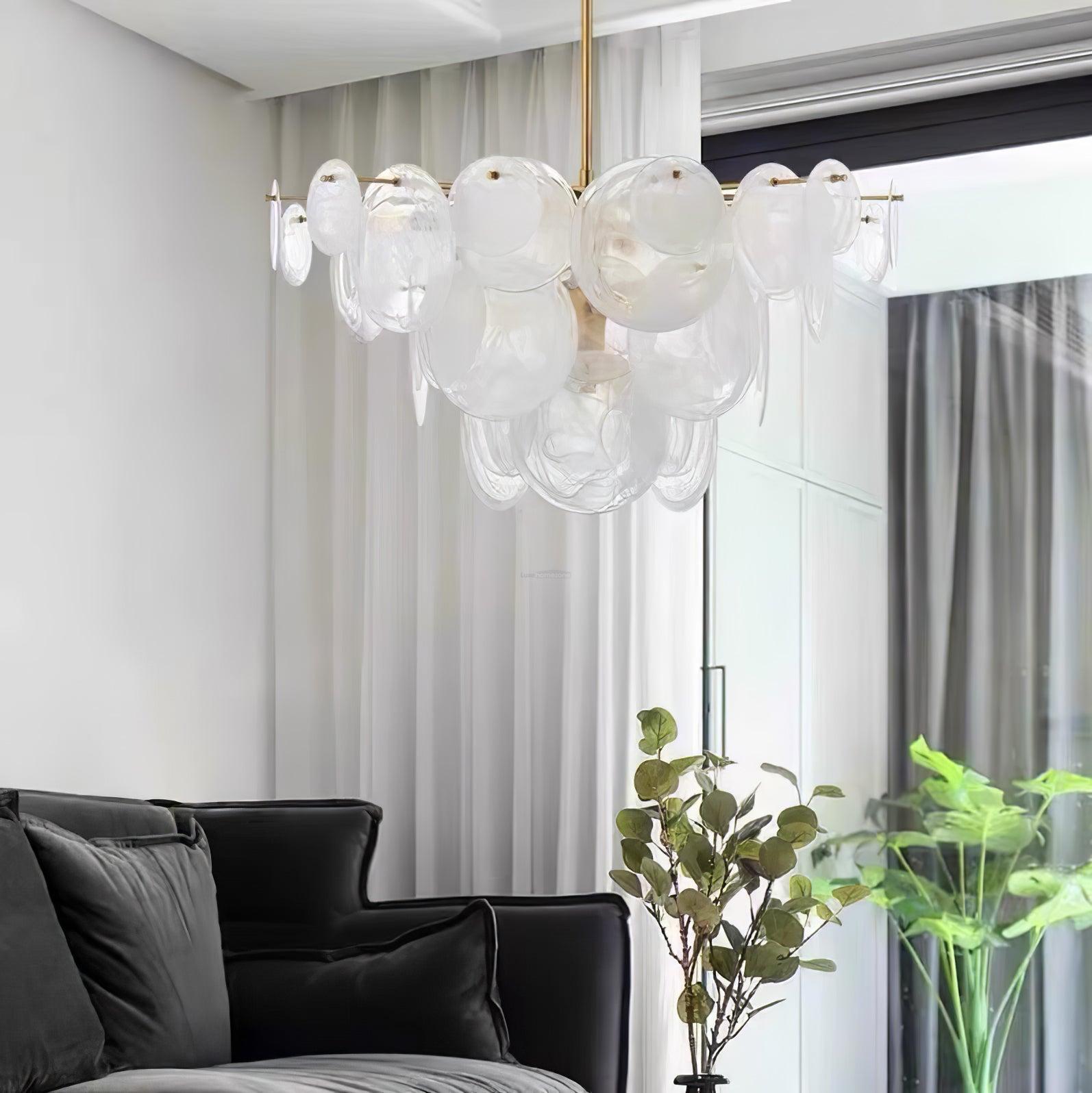 Brass Discs Cascading Round Chandelier - Cylinder-1-Luxehomezone