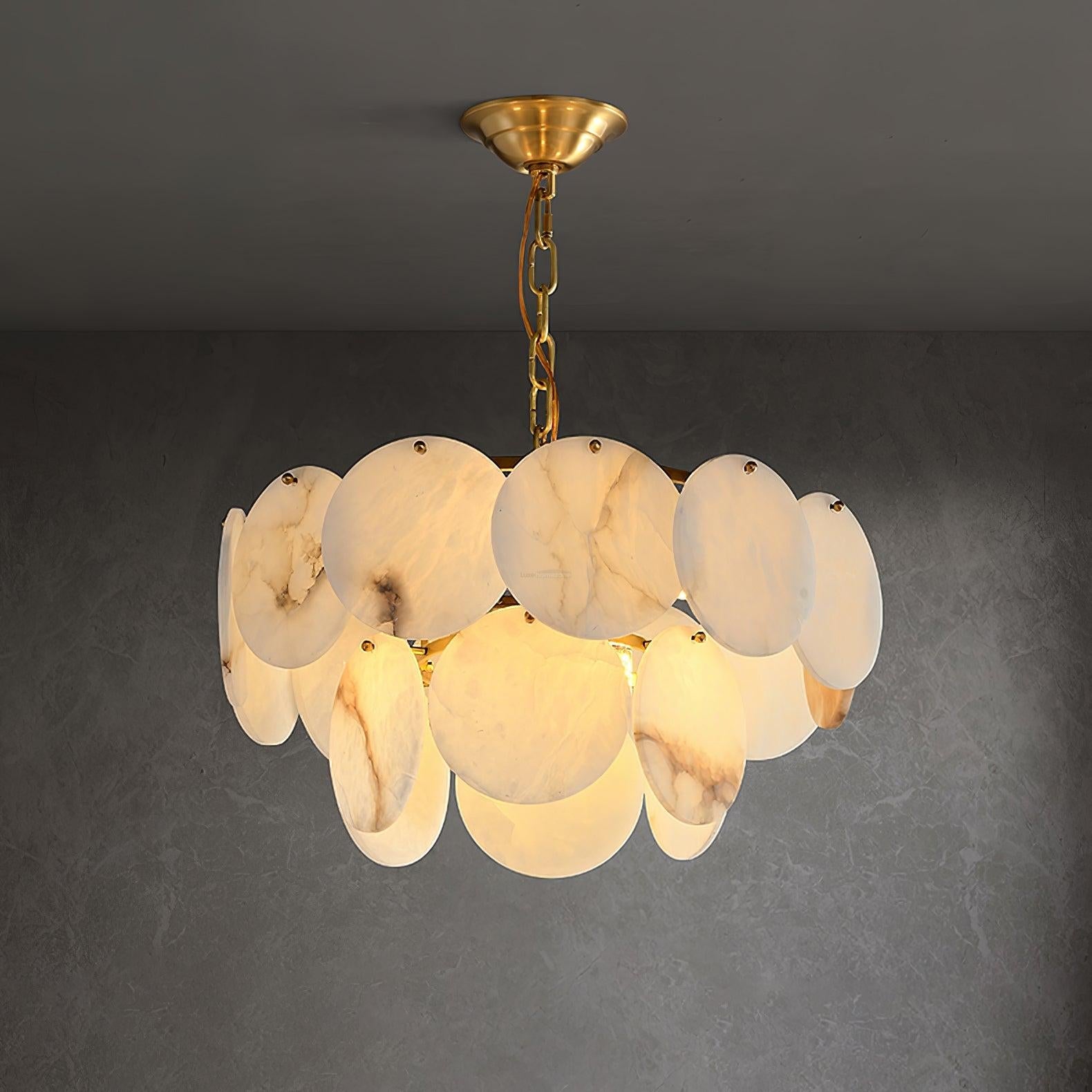 Alabaster Shell Brass Chandelier with 2/3/4/5/6 layer - Alabaster, Alabaster Chandelier-1-Luxehomezone