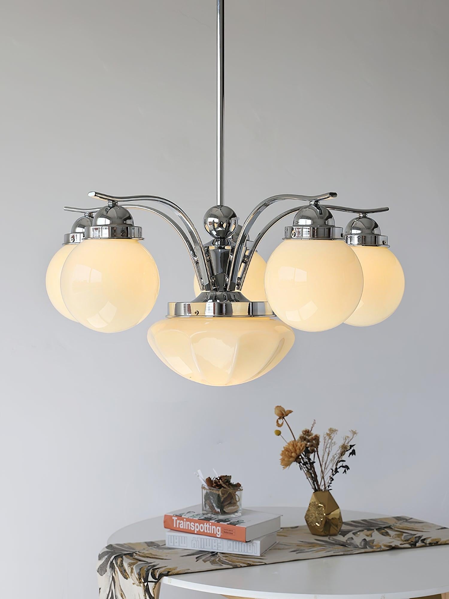 Ryttenberg Glass Chandelier with 4/6 heads - Bend, Marshmallow Chandelier-1-Luxehomezone