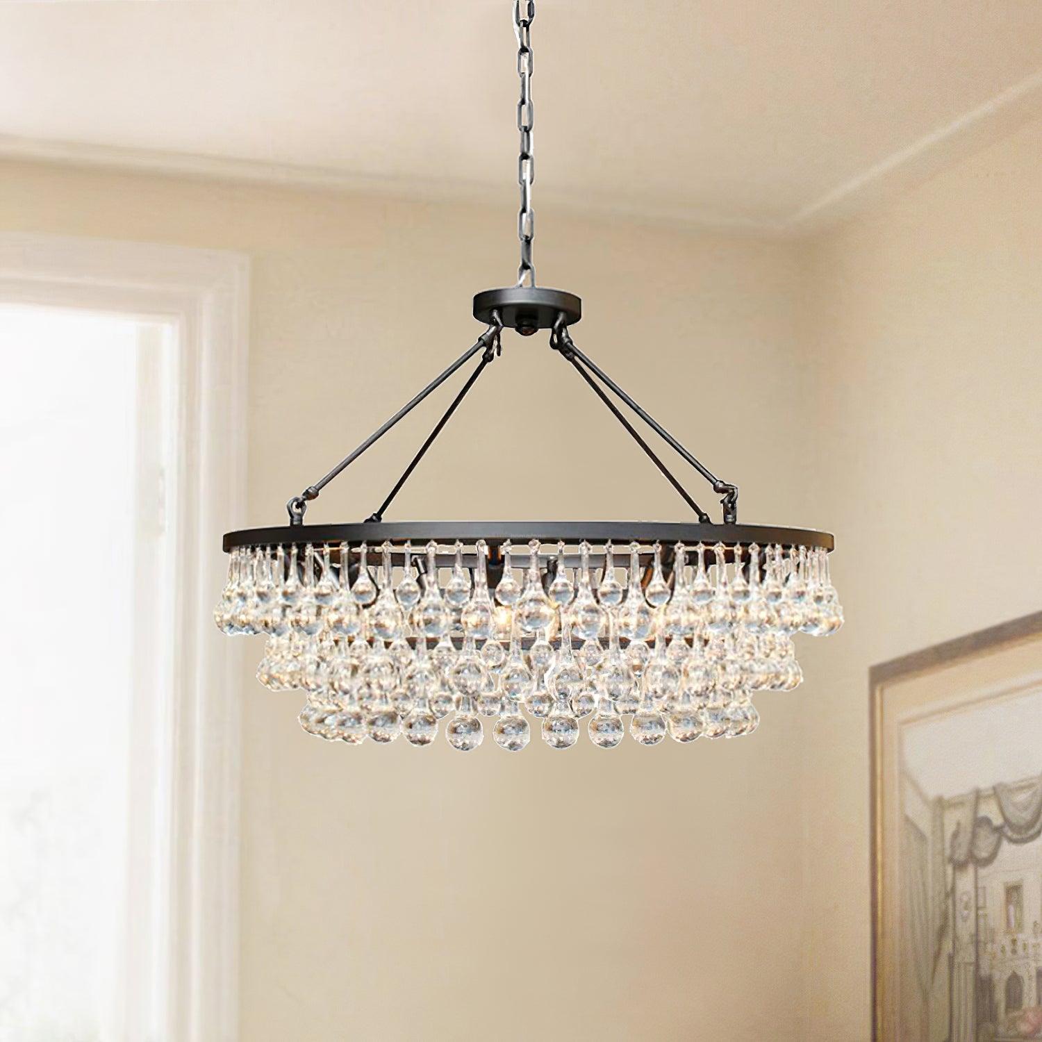 Unique Tiered Crystal Chandelier Φ 15.7″ - Crystals-1-Luxehomezone