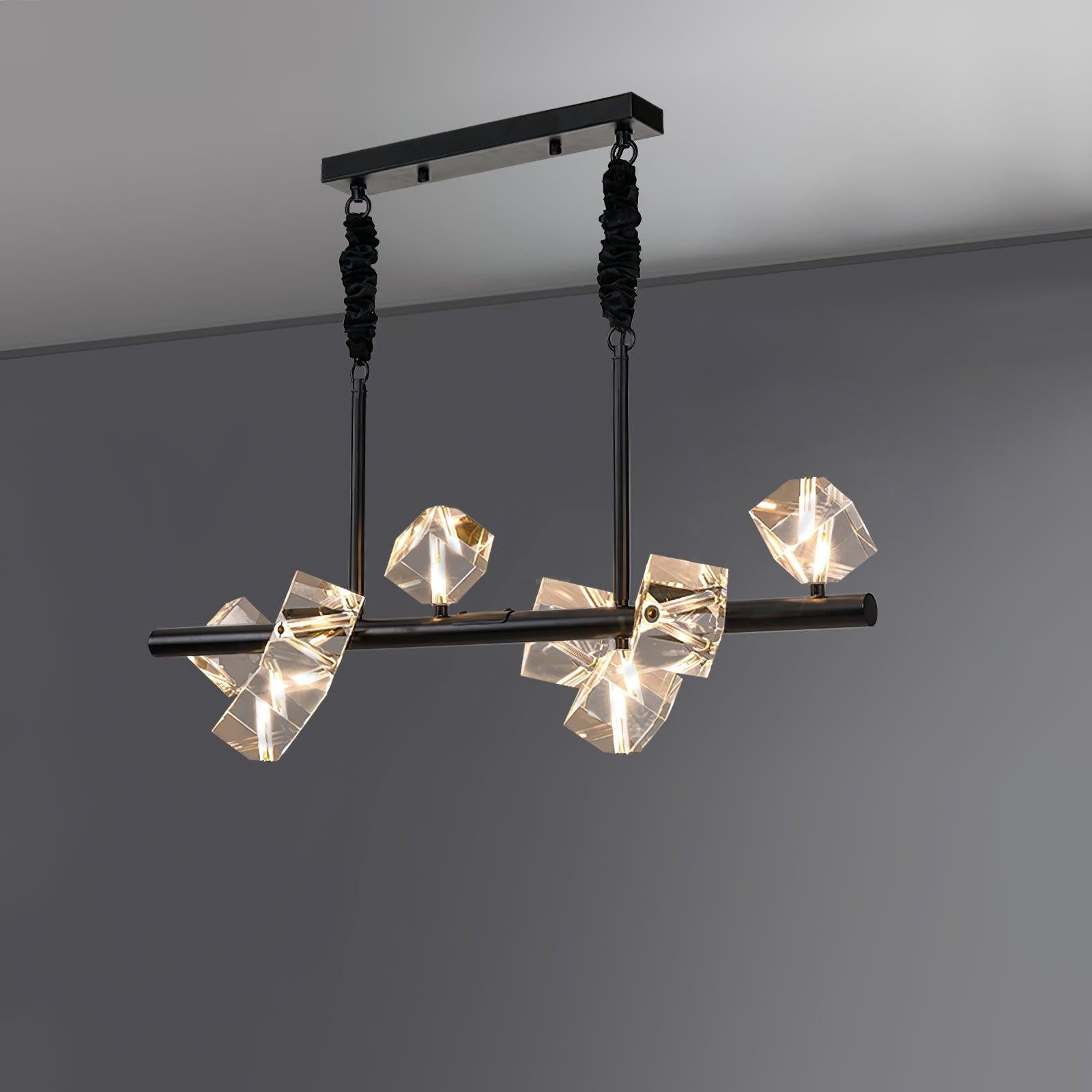 Takku Crystal Linear Chandelier - Black, Gold-1-Luxehomezone