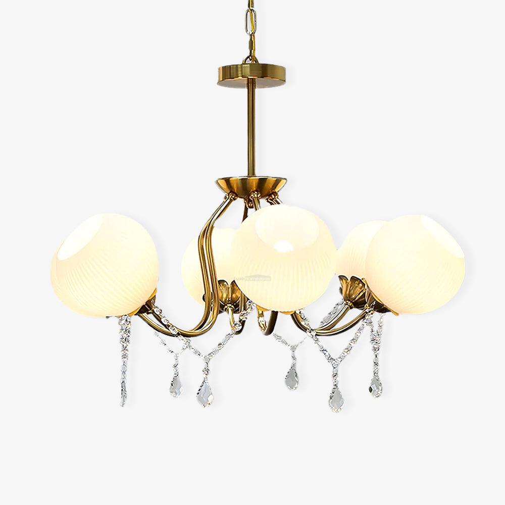 Orb Glow Copper Glass Chandelier ∅22" - Bend, Marshmallow Chandelier-1-Luxehomezone