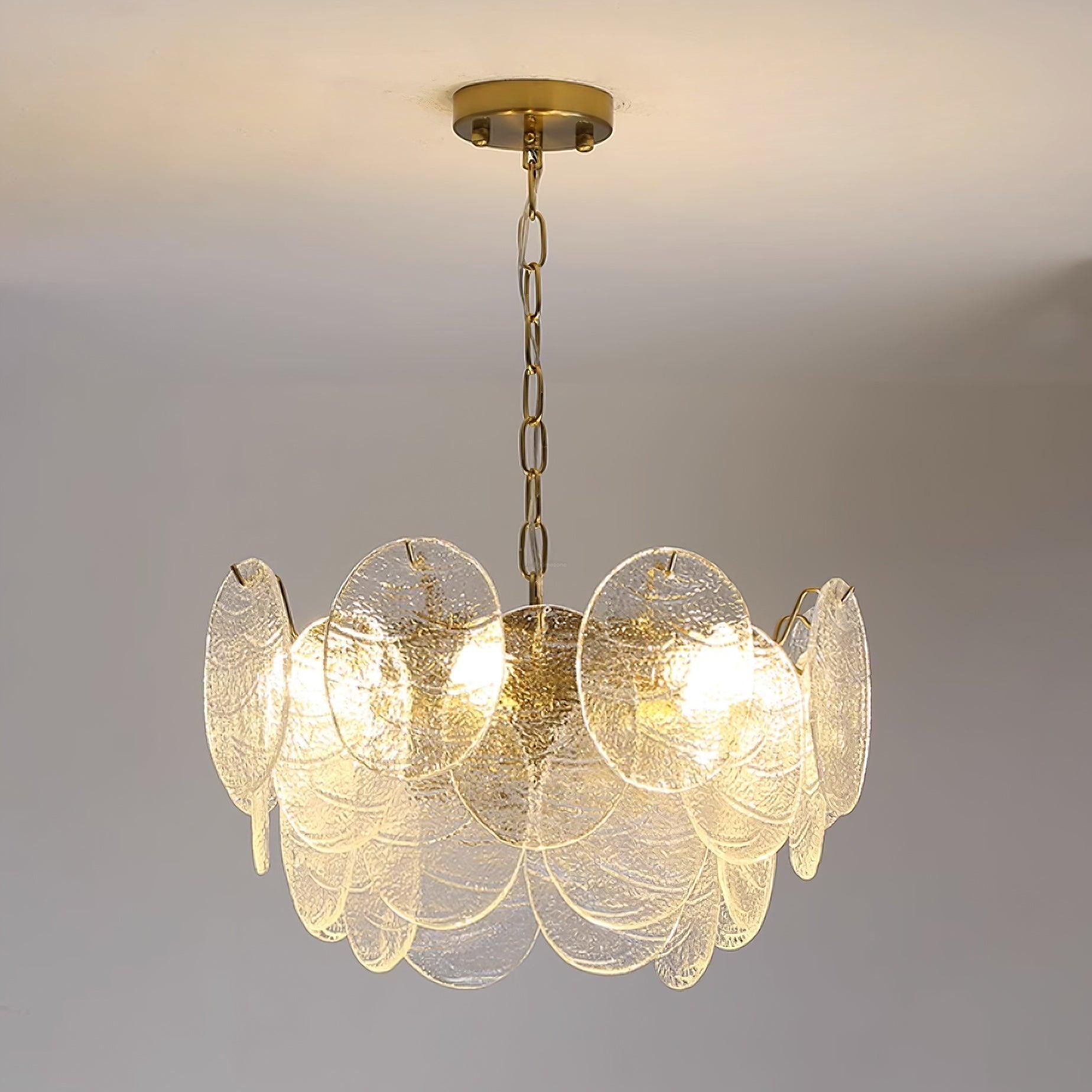 Victorian Disc Round Chandelier - Gold & Clear-1-Luxehomezone