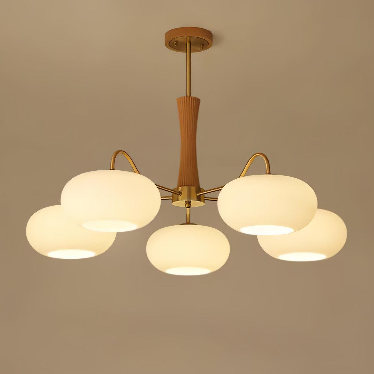 Brass Wooden Persimmon Ceiling Light For Living Room - Glass Chandelier, Persimmon, Semi Flush Mounts-1-Luxehomezone