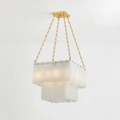 Moissanite Alabaster Square 3-Tier Chandelier