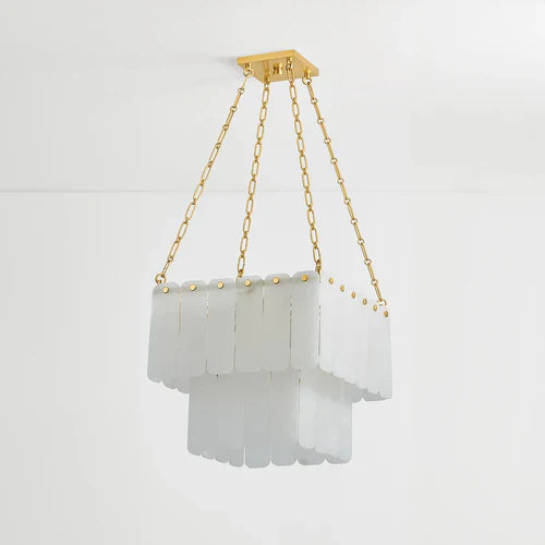 Moissanite Alabaster Square 3-Tier Chandelier