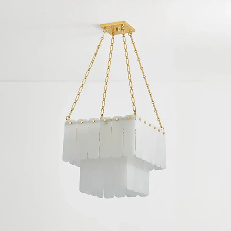 Moissanite Alabaster Square 3-Tier Chandelier
