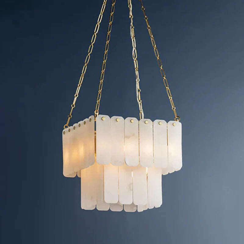 Moissanite Alabaster Square 3-Tier Chandelier