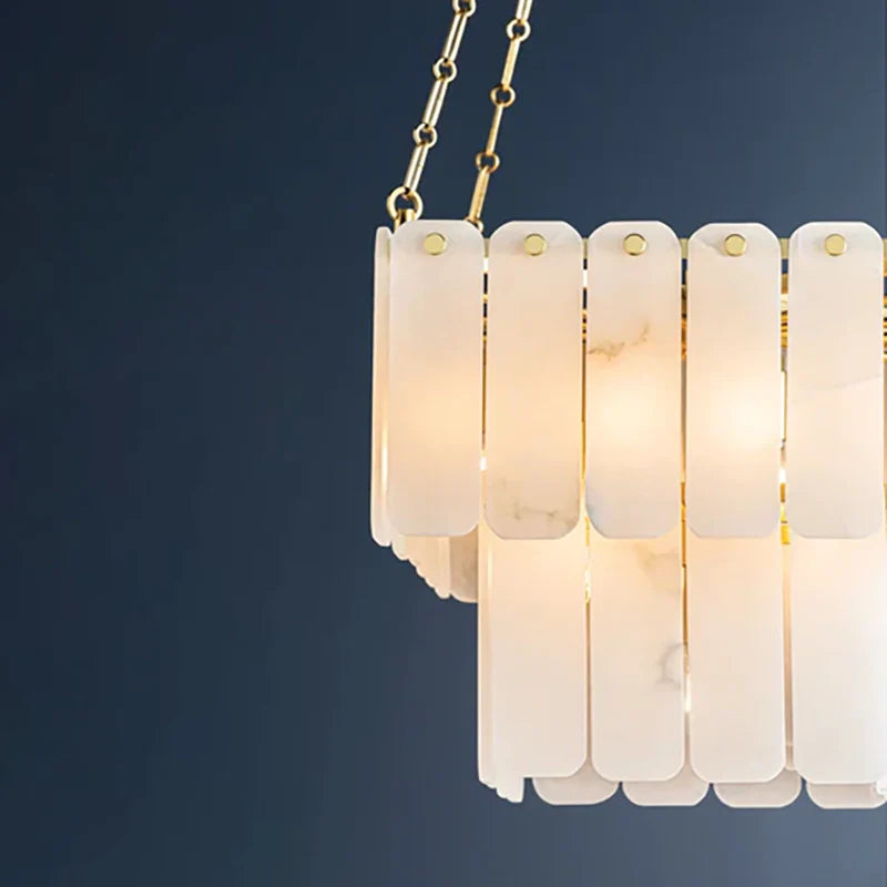 Moissanite Alabaster Square 3-Tier Chandelier