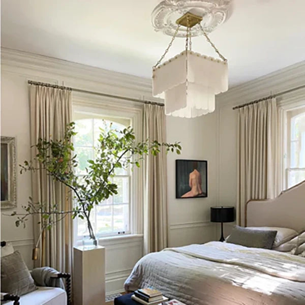 Moissanite Alabaster Square 3-Tier Chandelier