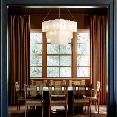 Moissanite Alabaster Square 3-Tier Chandelier