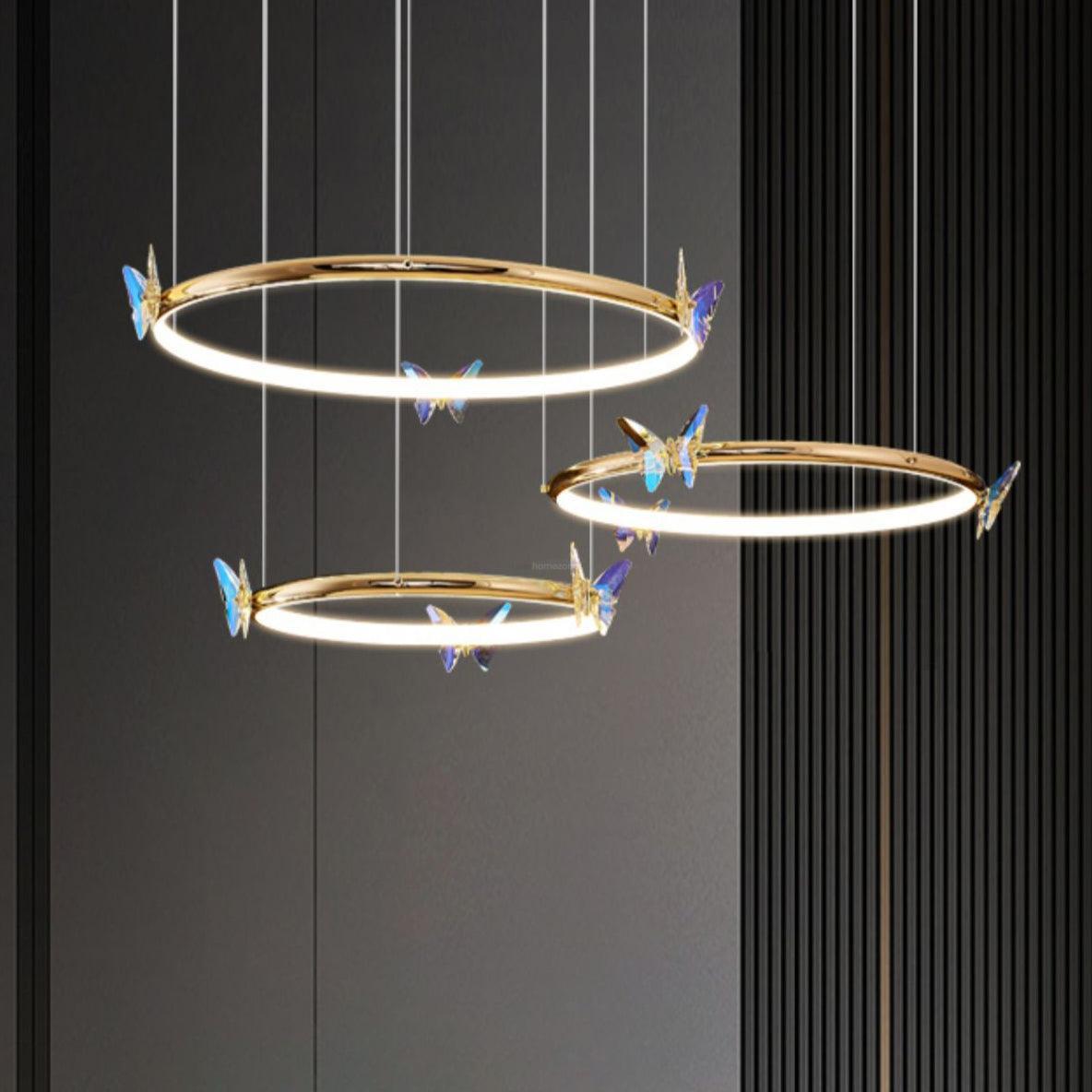 Blue Butterfly Round Chandelier - Butterfly-1-Luxehomezone