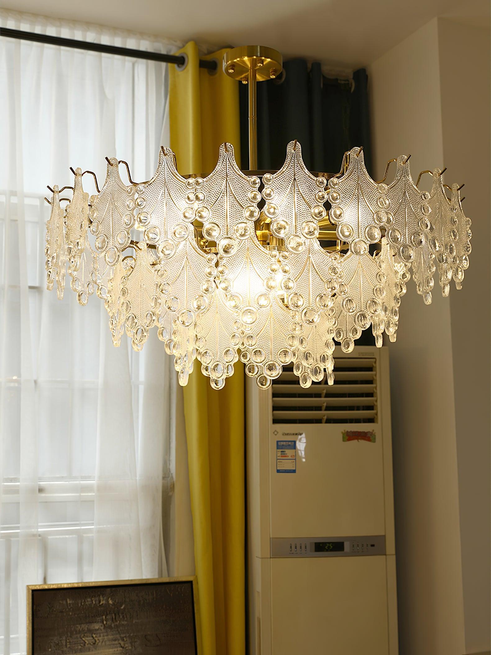 Tiered Carved Glass Chandelier Φ 15.7″ - Luxehomezone