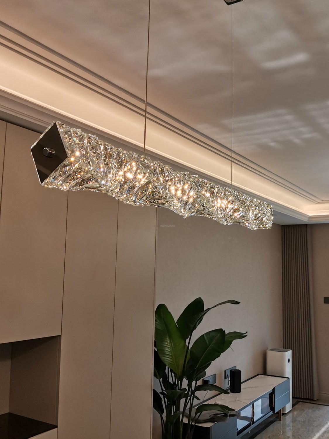 Long Crystal  Linear Pendant Light - Bar-1-Luxehomezone