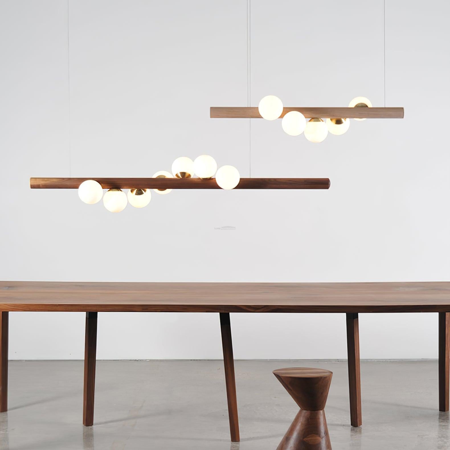 Scandinavian Wooden Pendant - Walnut & White, Wood-1-Luxehomezone