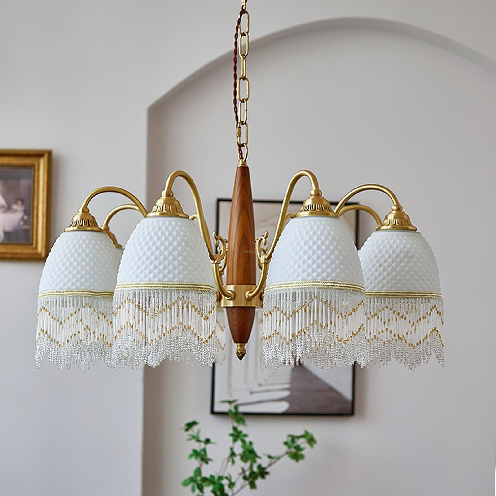 Mesh Tassel Glass Chandelier ∅ 19.7″ - Tassel-1-Luxehomezone
