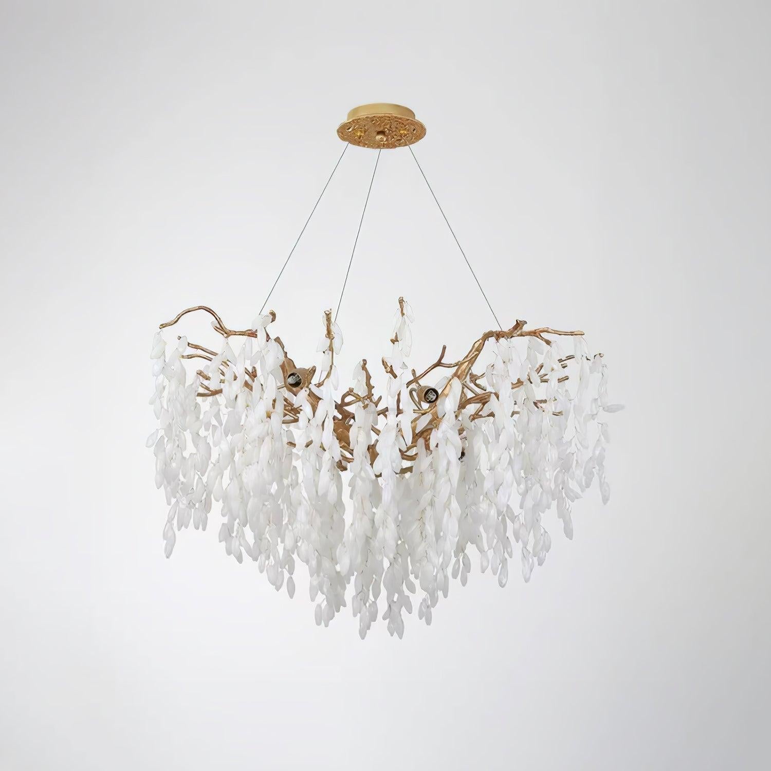 White Jade Branch Brass Round Chandelier - Branch-1-Luxehomezone