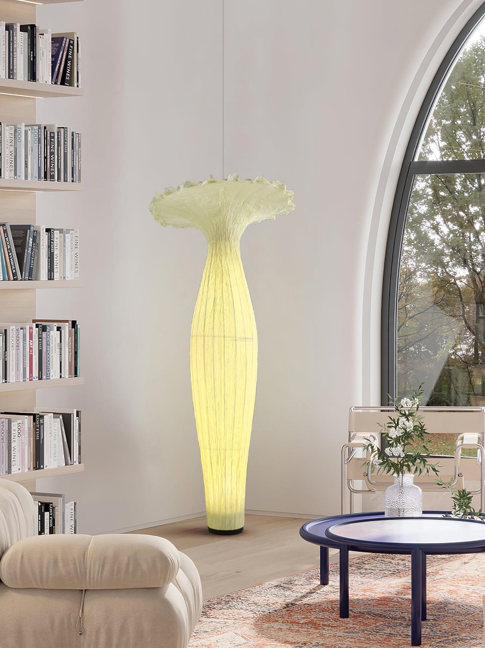 Vase Fabric Floor Lamp ∅ 19.7″ - Drapery-1-Luxehomezone