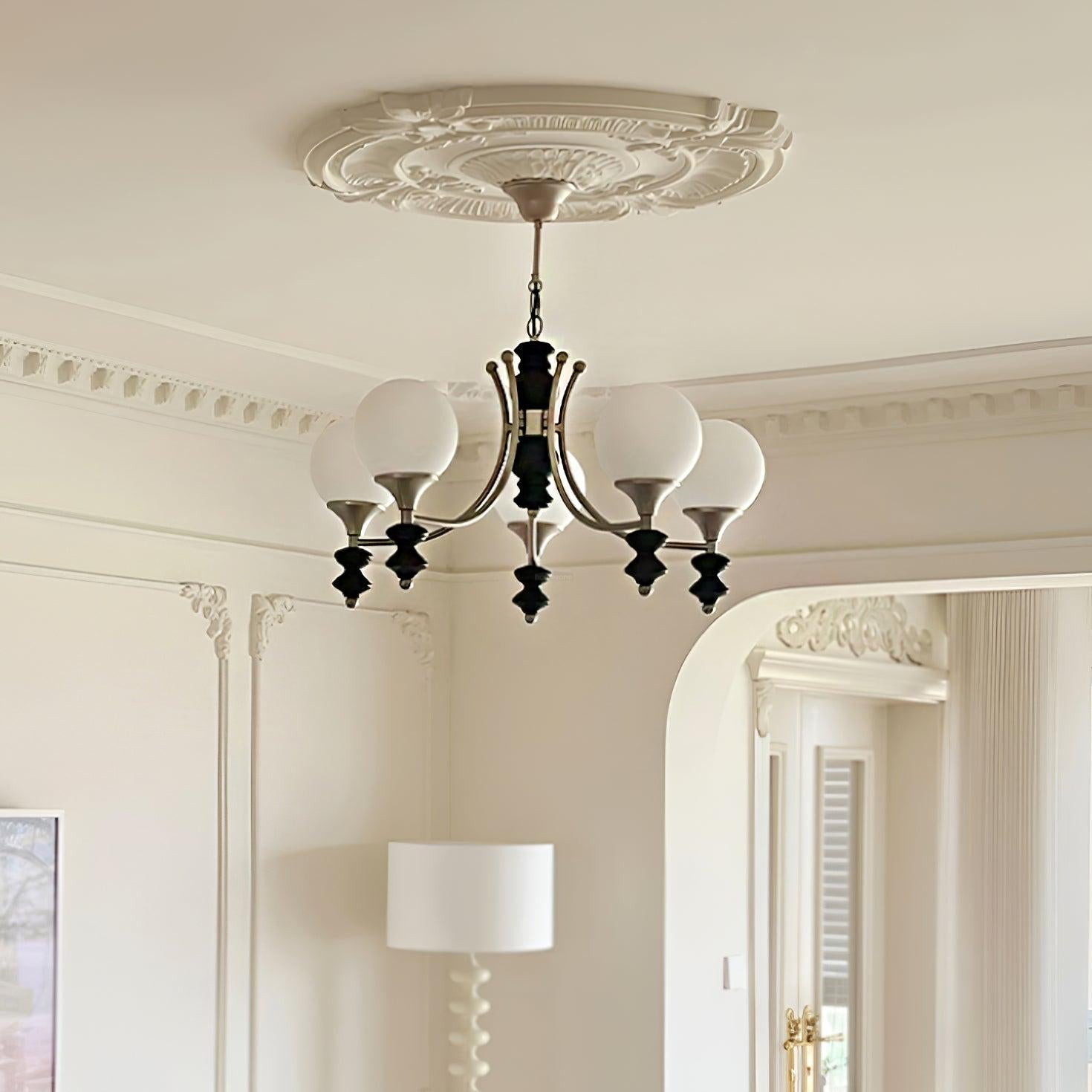 Tina Wooden Chandelier with 3/5 heads - Bend, Marshmallow Chandelier-1-Luxehomezone