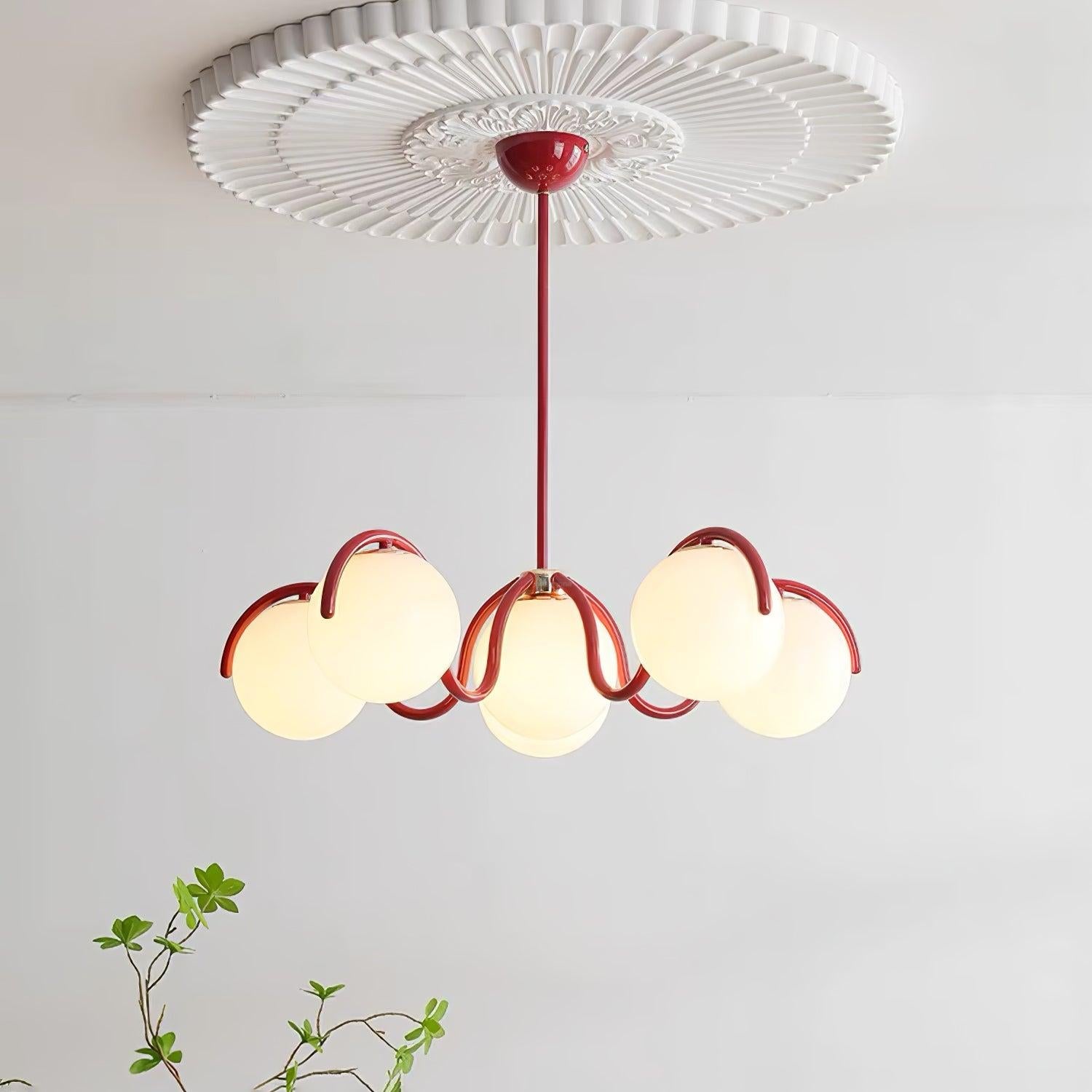 Reedway Curve Linear Chandelier ∅ 27.2″ - Bend, Marshmallow Chandelier-1-Luxehomezone
