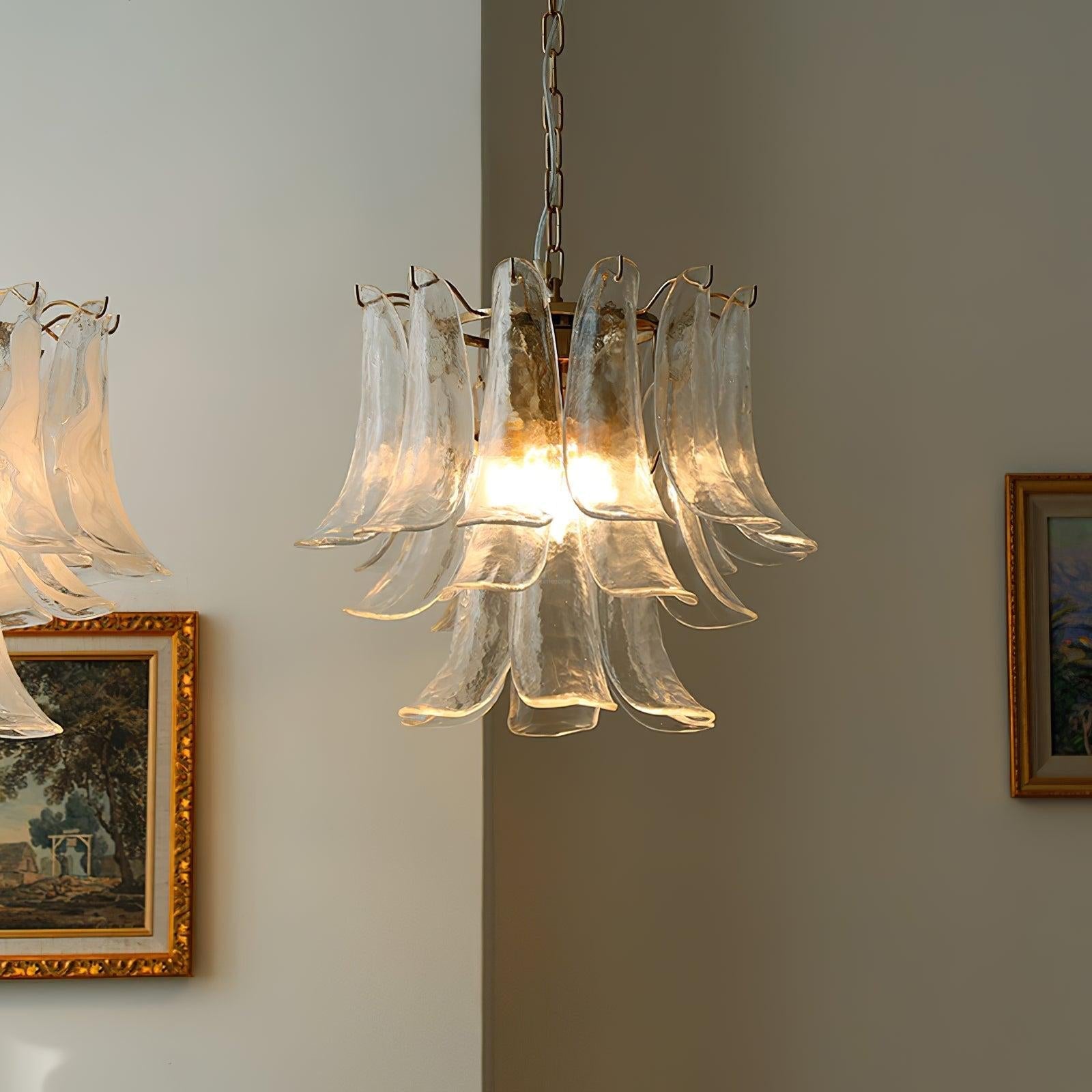 Glass Leaf Cascade Chandelier with 3/4 layer - Luxehomezone