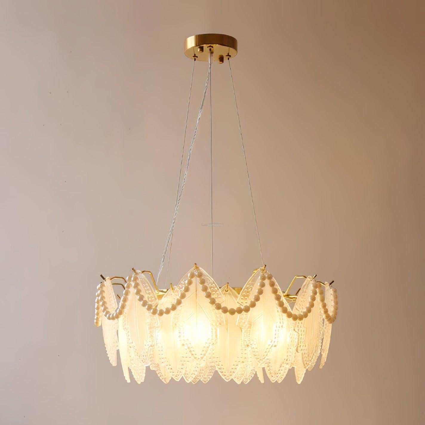 Maple Leaf Type Glass Chandelier - Cylinder-1-Luxehomezone