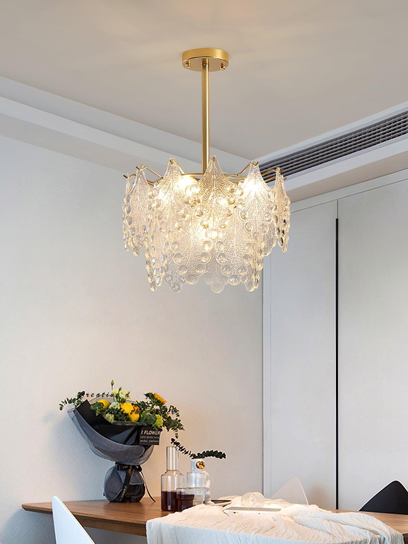 Tiered Carved Glass Chandelier Φ 15.7″ - Luxehomezone