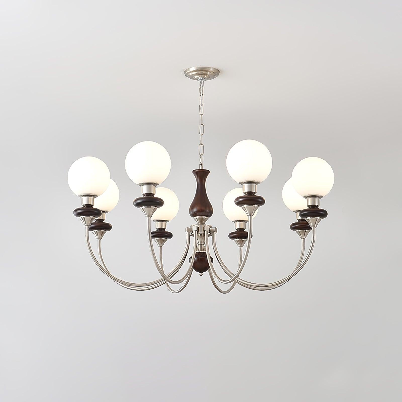 Walnut Brass Chandelier with 3/6/8 lamps - Bend, Marshmallow Chandelier-1-Luxehomezone