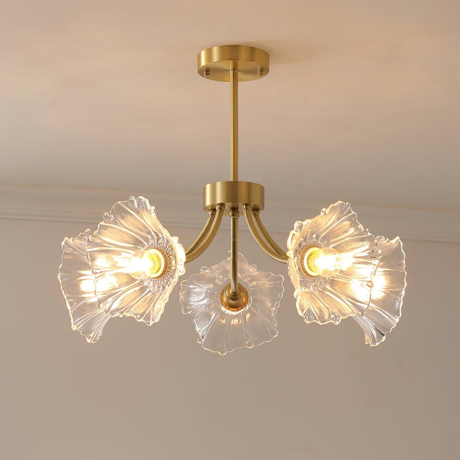 Kalin Flower Glass Chandelier with 3/5/8 heads - Luxehomezone